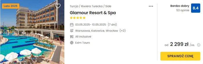 Oferta hotelu Glamour Resort&Spa w Turcji ceny