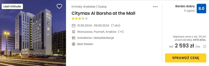 oferta hotelu Citymax Al Barsha at the Mall w Dubaju ceny