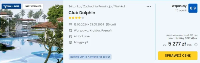 oferta hotelu Club Dolphin na Sri Lance