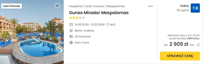 oferta hotelu Dunas Mirador Maspalomas w Hiszpanii ceny