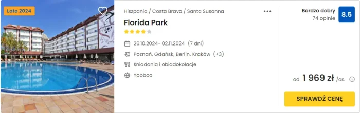 oferta hotelu Florida Park w Hiszpanii ceny