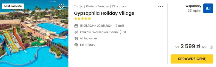 oferta hotelu Gypsophila Holiday Village w Turcji ceny