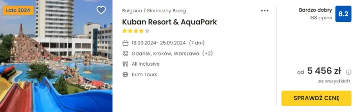 oferta hotelu Kuban Resort&AquaPark w Bułgarii ceny