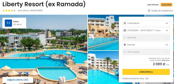 oferta hotelu Liberty Resort w Tunezji ceny