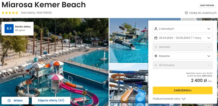 oferta hotelu Miarosa Kemer Beach w Turcji ceny