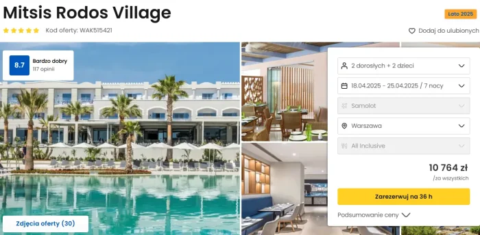 oferta hotelu Mitsis Rodos Village w Grecji ceny