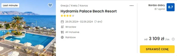 Oferta hotelu Hydramis Palace Beach Resort na Krecie ceny