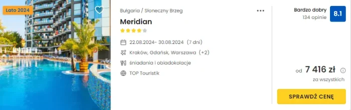 Oferta hotelu Meridian w Bułgarii ceny