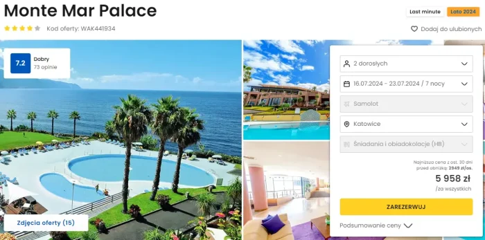 oferta hotelu Monte Mar Palace na Maderze ceny