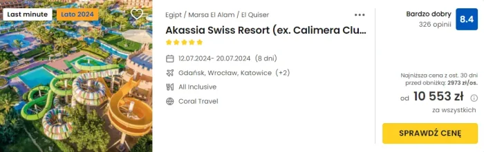 oferta hotelu Akassia Swiss Resort w Egipcie ceny