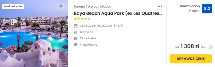 oferta hotelu Baya Beach Aqua Park w Tunezji ceny