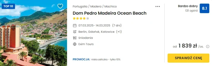 oferta hotelu Dom Pedro Madeira Ocean Beach na Maderze ceny