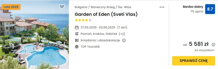 oferta hotelu Garden of Eden w Bułgarii ceny