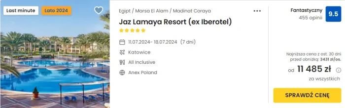 oferta hotelu Jaz Lamaya Resort w Egipcie ceny