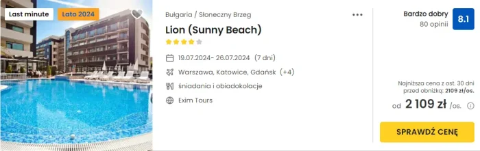 oferta hotelu Lion w Bułgarii ceny