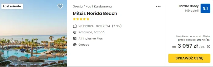 oferta hotelu Mitsis Norida Beach ceny