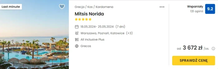 oferta hotelu Mitsis Norida na Kos w Grecji ceny