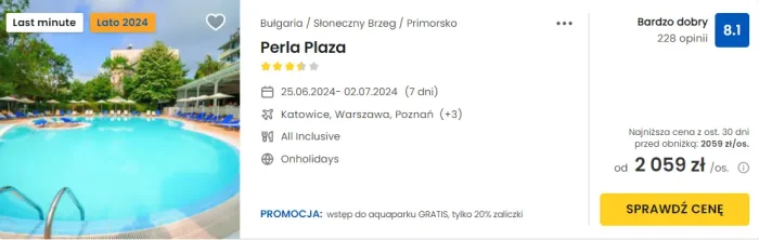 oferta hotelu Perla Plaza w Bułgarii ceny