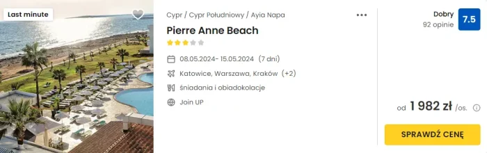 oferta hotelu Pierre Anne Beach na Cyprze ceny