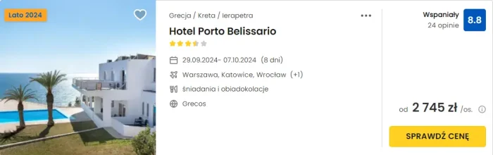 oferta hotelu Porto Belissario na Krecie ceny