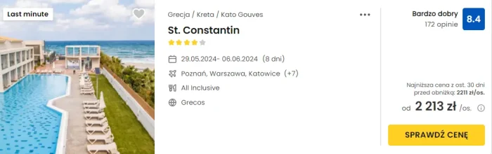 oferta hotelu St. Constantin na Krecie ceny