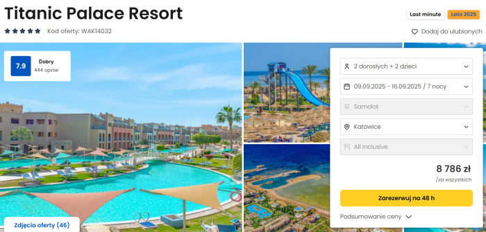 oferta hotelu Titanic Palace w Egipcie ceny