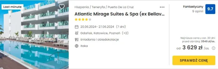 Oferta hotelu Atlantic Mirage Suites&Spa na Teneryfie ceny