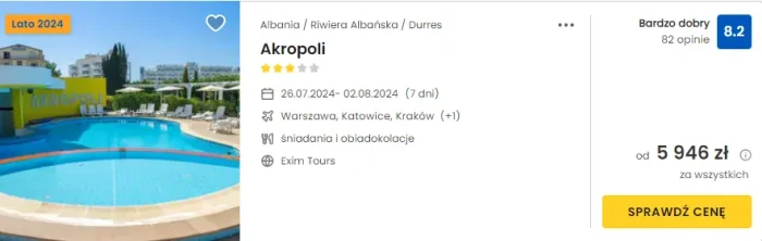 oferta hotelu Akropoli w Albanii ceny