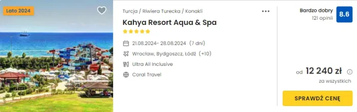 Oferta hotelu Kahya Resort Aqua Spa w Turcji ceny