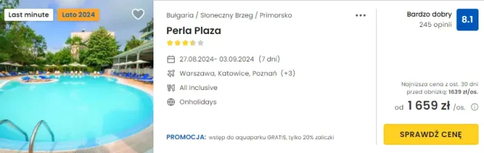 oferta hotelu Perla Plaza w Bułgarii ceny