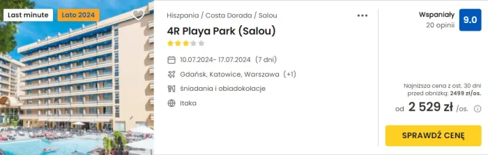 oferta hotelu 4R Playa Park w Hiszpanii ceny
