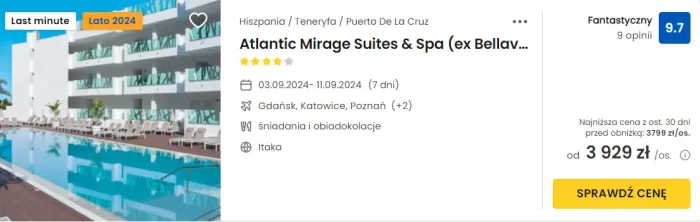 oferta hotelu Atlantic Mirage Suites&Spa na Teneryfie ceny