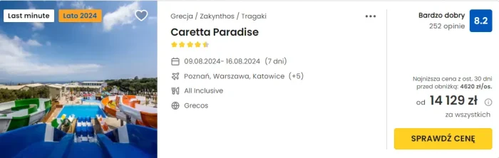 oferta hotelu Caretta Paradise w Grecji