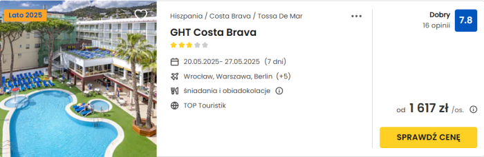 oferta hotelu GHT Costa Brava w Hiszpanii ceny