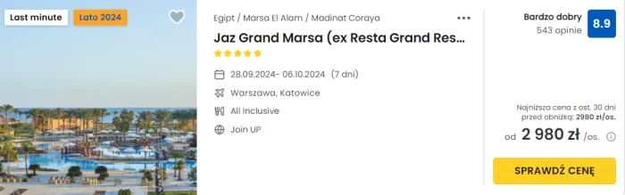 oferta hotelu Jaz Grand Marsa w Egipcie ceny