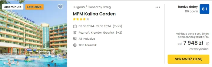 oferta hotelu MPM Kalina Garden w Bułgarii ceny