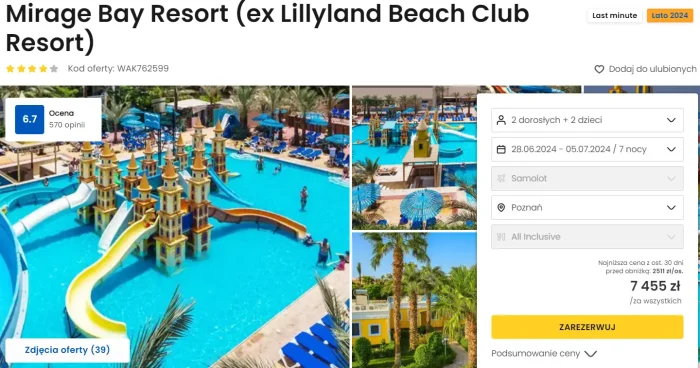 oferta hotelu Mirage Bay Resort w Egipzcie ceny