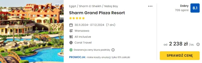 oferta hotelu Sharm Grand Plaza Resort ceny