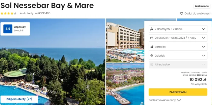 oferta hotelu Sol Nessebar Bay & Mare w Bułgarii ceny