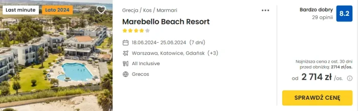 oferta hotelu marebello beach resort w grecji ceny