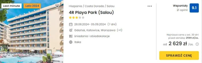 oferta hotelu 4R Playa Park na Costa Dorada ceny