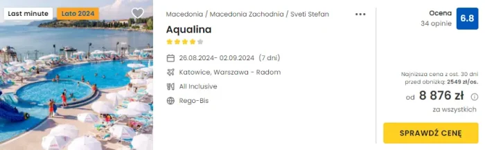 oferta hotelu Aqualina w Macedonii ceny