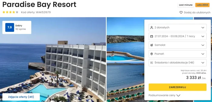 oferta hotelu Paradise Bay Resort na Malcie