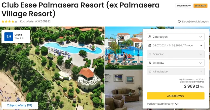 oferta hotelu Club Esse Palmasera Resort we Włoszech ceny
