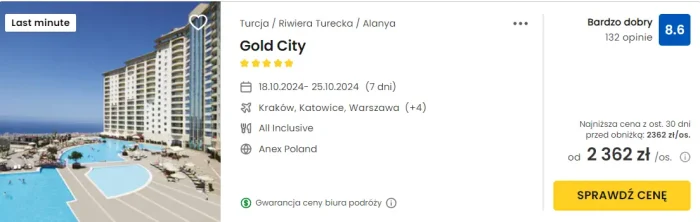 oferta hotelu Gold City w Turcji ceny