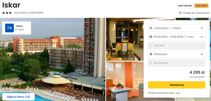 oferta hotelu Iskar w Bułgarii ceny
