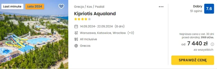 oferta hotelu Kipriotis Aqualand na Kos ceny