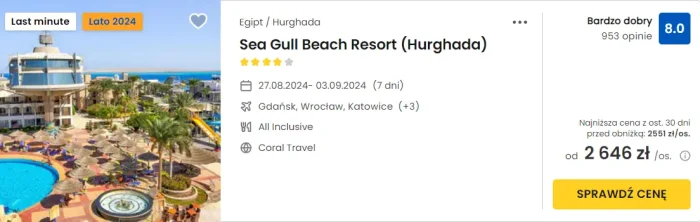 oferta hotelu Sea Gull Beach Res ort ceny