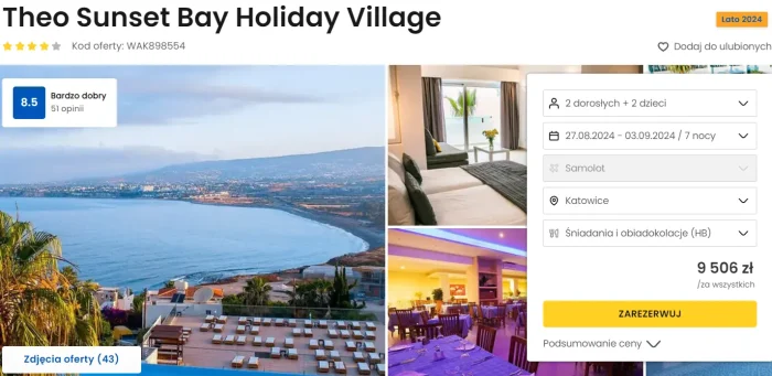 oferta hotelu Theo Sunset Bay Holiday Village ceny