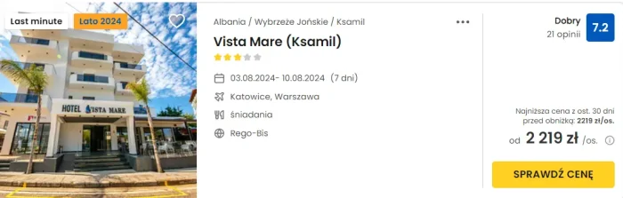 oferta hotelu Vista Mare w Ksamil w Albanii ceny